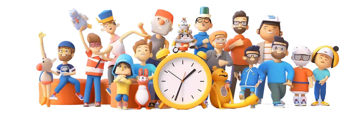 Illustration showing users working together globally in Pomodoro sessions