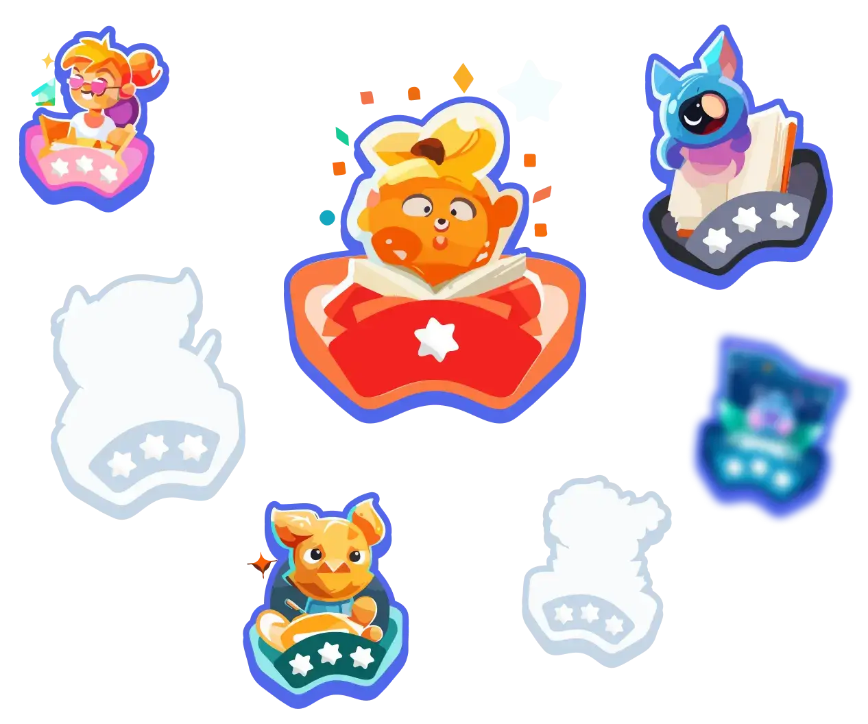 Illustration of achievement rewards for users increasing their productivity